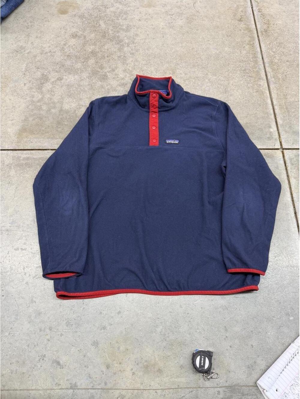 vintage patagonia navy blue synchilla fleece jacket size xl WOMENS